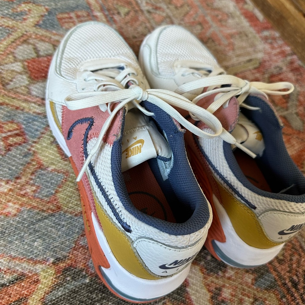 Nike Air White, Yellow, and Pink Sneakers